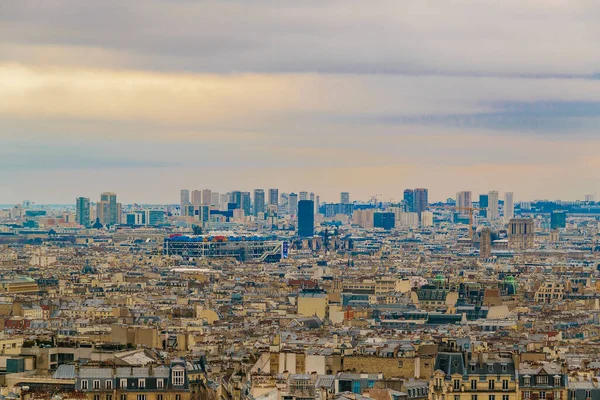 Aerial citiscape view of modern paris from sacre coeur viewpoint