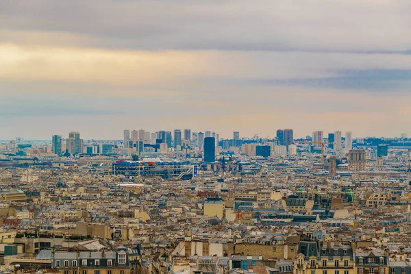 Aerial Citiscape View Modern Paris Sacre Coeur Viewpoint — Foto de Stock