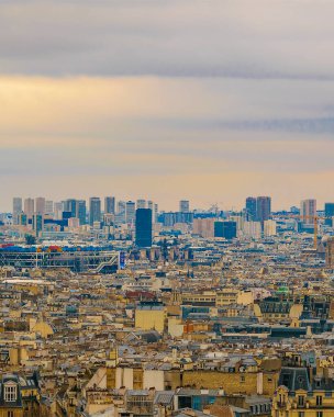 Aerial citiscape view of modern paris from sacre coeur viewpoint
