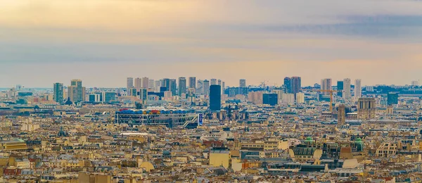 Aerial citiscape view of modern paris from sacre coeur viewpoint