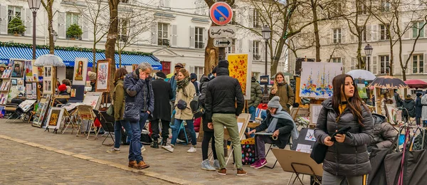 Paris France January 2020 Winter Day Urban Scene Famous Artists — Foto Stock