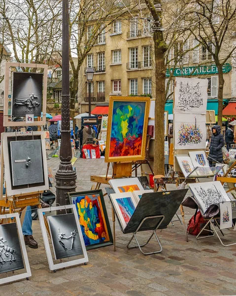 Paris France January 2020 Winter Day Urban Scene Famous Artists — Foto de Stock