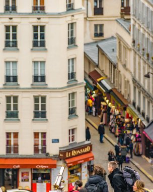 PARIS, FRANCE, JANUARY - 2020 - Urban day winter scene at famous montmartre district, paris, france