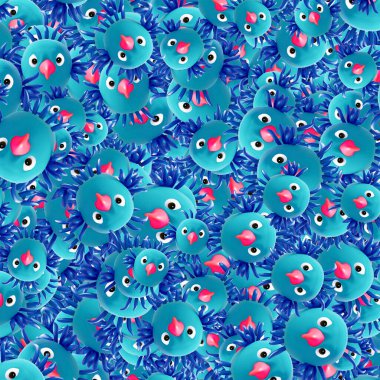 Fantezi 3d dijital sanat tarzı mavi kuş resimleme motifi