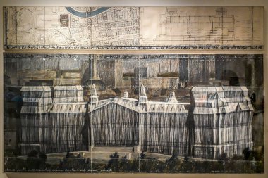 MALDONADO, URUGUAY, JANUARY - 2022 - Çağdaş Sanat Müzesi, Maldonado, Uuguay 'da Chris ve Jean Claude skeç sergisi