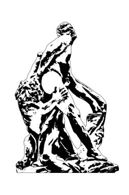 Ünlü herküler aslan ile savaşıyor Yunan heykeli izole edilmiş grafik