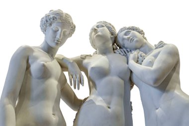 Düşük açılı çekim ünlü üç Grace heykel izole fotoğraf