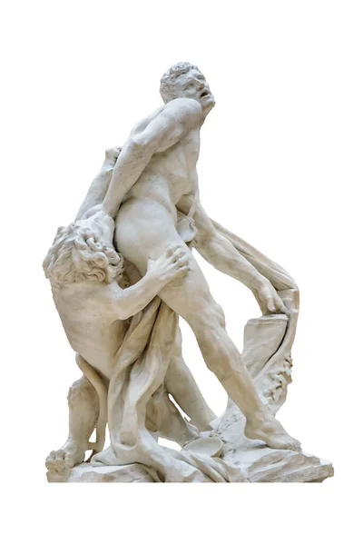 Berühmte Herkules Kämpfen Mit Löwe Griechische Skulptur Isoliert Foto — Stockfoto