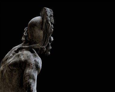 Arka plan savaşçı heykeli siyah arkaplan fotoğrafında izole