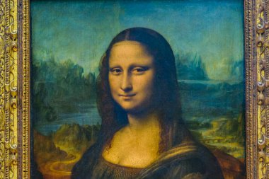 PARIS, FRANCE, HAZİRAN - 2020 - Ünlü Joconda başyapıtı.