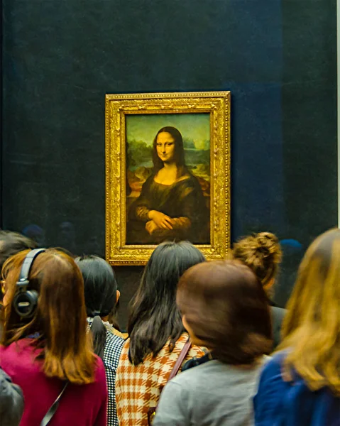 Paris França Janeiro 2020 Multidão Assistindo Famosa Pintura Obra Prima — Fotografia de Stock