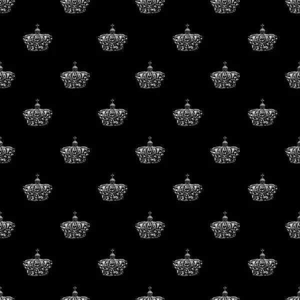Front View Royalty Kroon Zwart Wit Grafisch Motief Patroon — Stockfoto