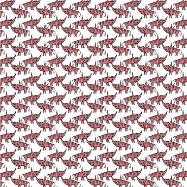 Şeytani çizgili kediler yarım yamalak çizim motifi