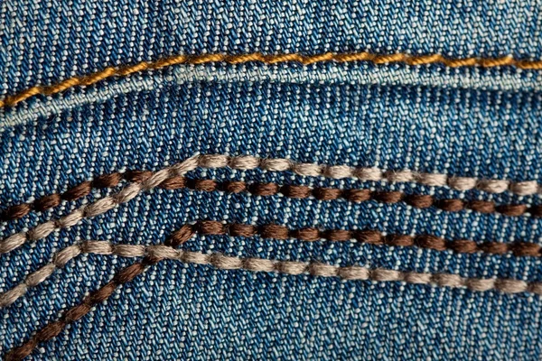 Worn azul jeans jeans textura, fundo — Fotografia de Stock