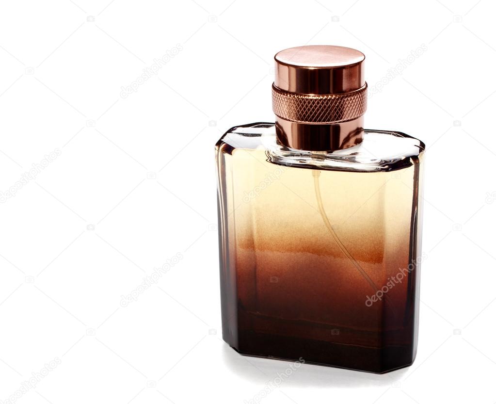 Men's perfume in beautiful bottle isolated on white
