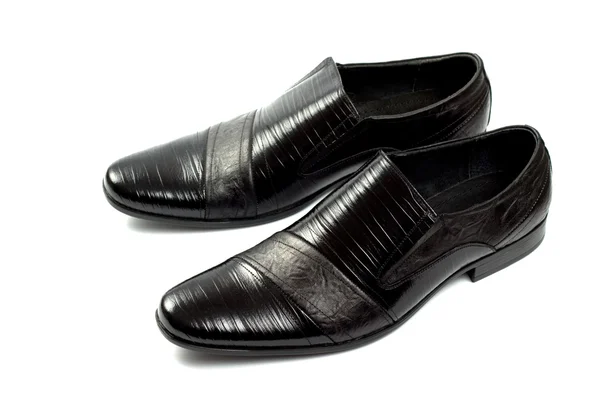 Μαύρα Ανδρικά παπούτσια που απομονώνονται σε λευκό φόντο — Stock fotografie