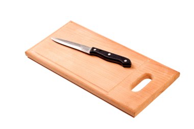 Knife on cutting board isolated