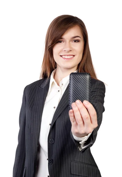 Young attractive business woman with phone