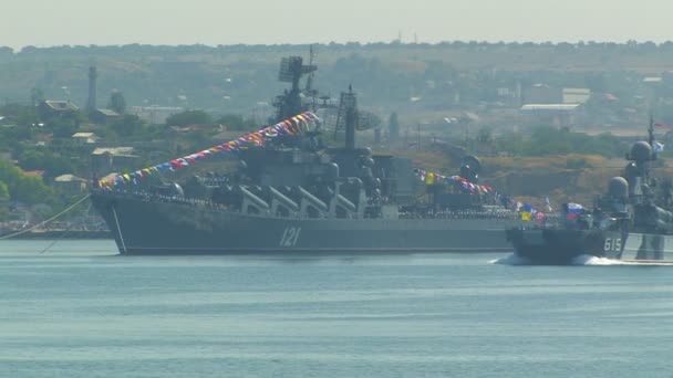Missile hovercraft "Bora" Black Sea Fleet. — Stock Video