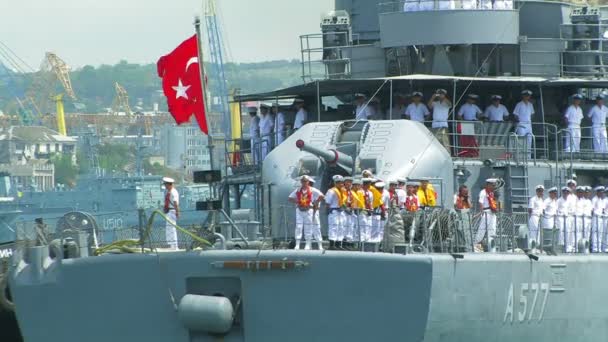 Turkish warship. — Stock Video