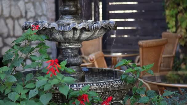 La fontana nel cortile . — Video Stock