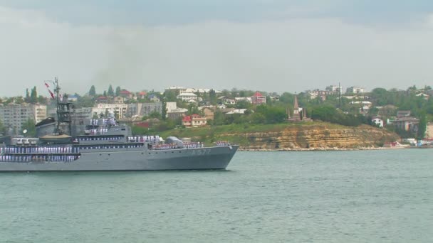 Turkish warship in Harbor. — Stock Video