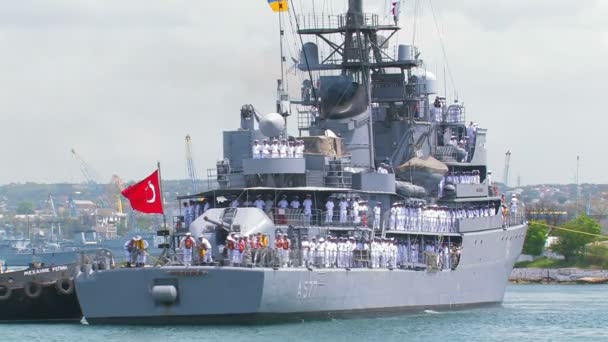 Turkish warship. — Stock Video