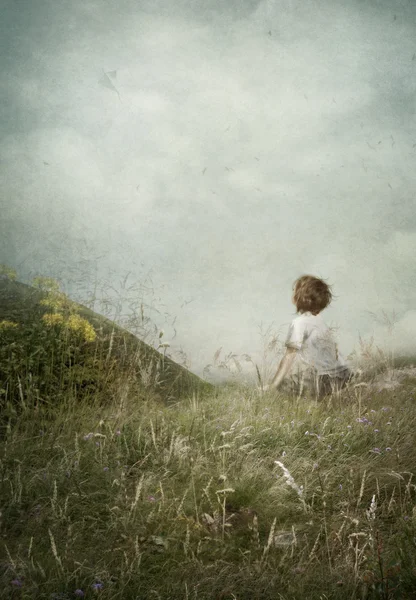 oğlan uçurtma izliyor