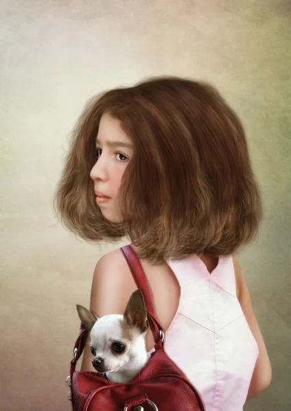 Girl with dog — Stock Photo, Image