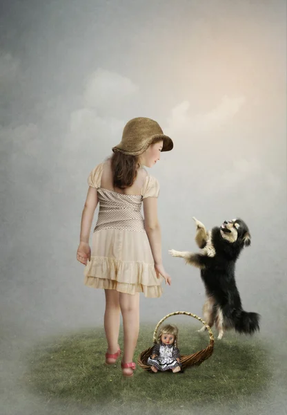Bambina e cane — Foto Stock