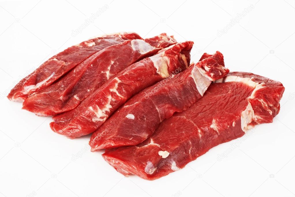 the pieces of raw fillet steaks