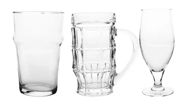Tři z prázdných pivních sklenic — Stock fotografie