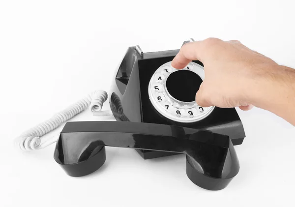 Vecchio telefono nero — Foto Stock