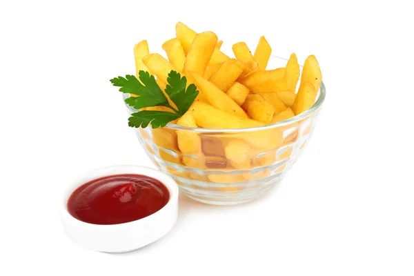 Hranolky s kečupem — Stock fotografie