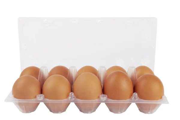 Яйца в пластике — стоковое фото