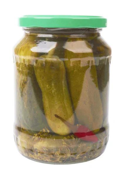 Pickles in a glass jar — Stock Photo, Image