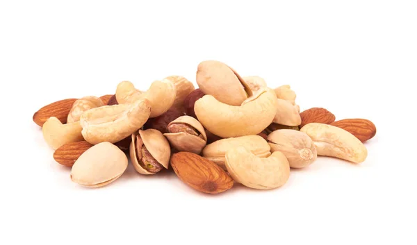 Heap Mixed Nuts Isolated White Background — Stock Photo, Image