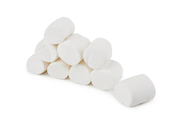 Heap Van Heerlijke Marshmallows Geïsoleerd Witte Achtergrond — Stockfoto