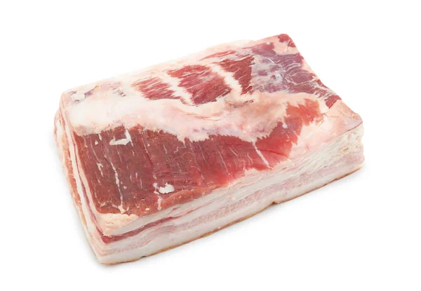 Raw Pork Belly Streaks Fat Isolated White Background — Stock Photo, Image