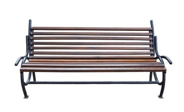 Park bankı beyaz bir arkaplan üzerinde izole