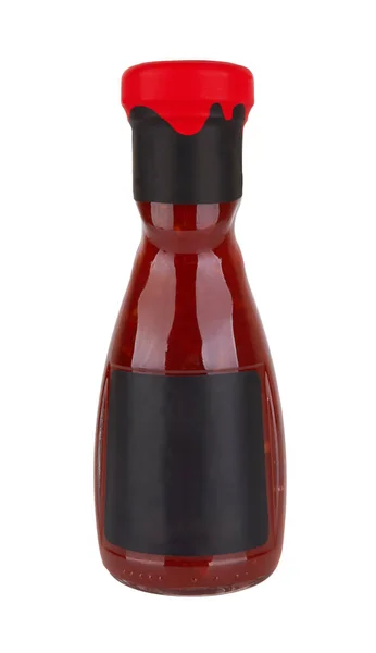 Flaska Med Tomatsås Eller Ketchup Isolerad Vit Bakgrund — Stockfoto