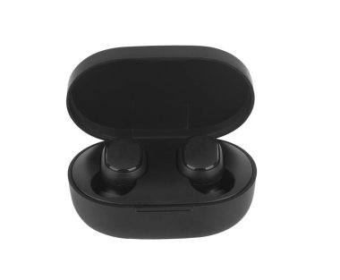 Kablosuz kulaklıklar beyaz arkaplanda izole edildi