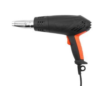 Sıcak hava tabancası beyaz arka planda izole edildi.