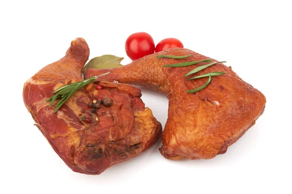 Smoked Chicken Thighs Isolated White Background — Stock Photo, Image