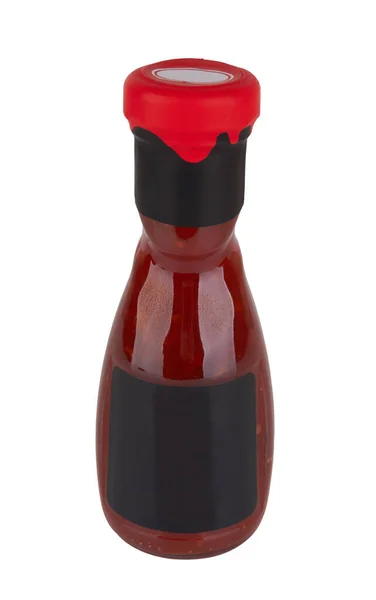 Flaska Med Tomatsås Eller Ketchup Isolerad Vit Bakgrund — Stockfoto