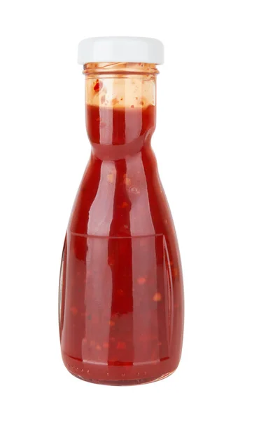 Fles Tomatensaus Ketchup Geïsoleerd Witte Achtergrond — Stockfoto