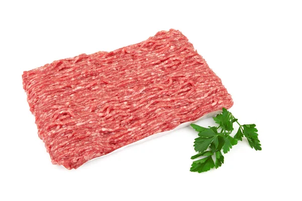 Vers Varkensvlees Gehakt Rundvlees Geïsoleerd Een Witte Achtergrond — Stockfoto