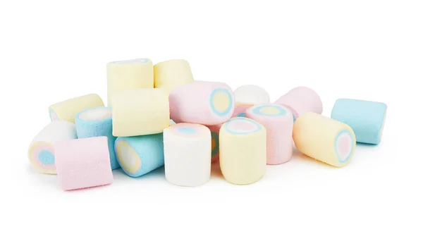 Marshmallows Cores Diferentes Isolados Fundo Branco — Fotografia de Stock