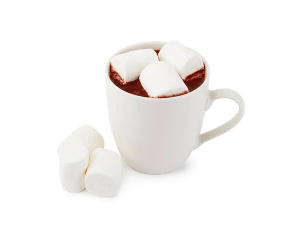 Cup Hot Cocoa Marshmallows Isolated White Background — Stock Photo, Image