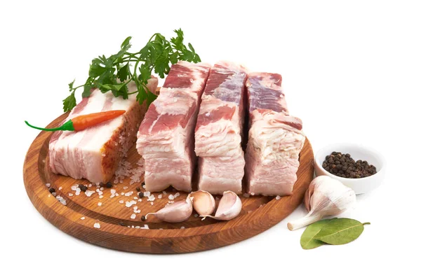 Barriga Crua Porco Com Estrias Gordura — Fotografia de Stock
